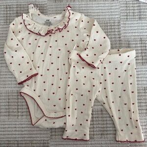 H&M Pointelle Red Heart Baby Set